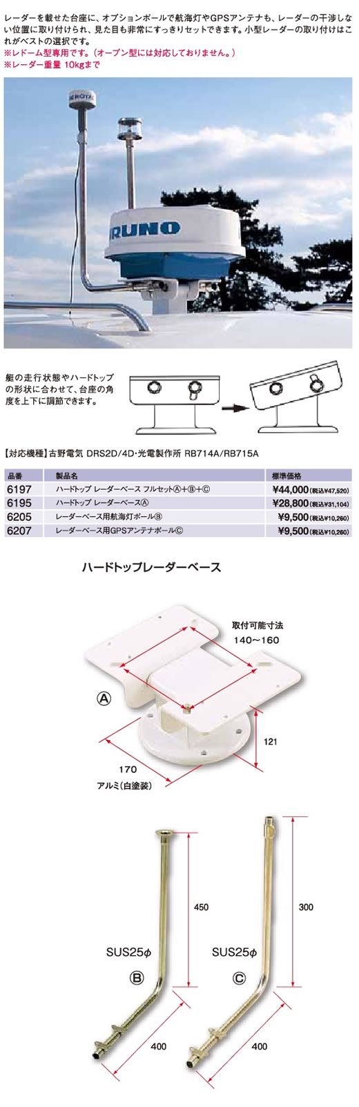 marine-j.com】□REGAR/船舶レーダーアンテナ台座/6195/販売終了